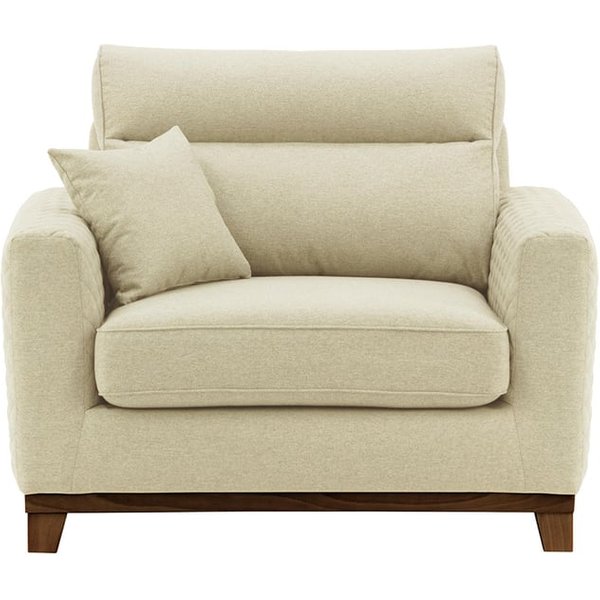 Fauteuil Belfort, crème - Baku 15, Couleur des pieds: Chêne foncé