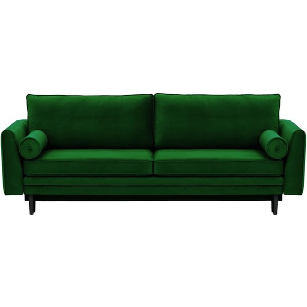 Canapé convertible avec coffre de rangement Cornelia, vert foncé - Velluto 10, Couleur des pieds: Noir