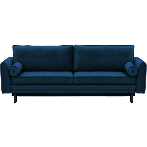 Canapé convertible avec coffre de rangement Cornelia, bleu - Velluto 11, Couleur des pieds: Noir