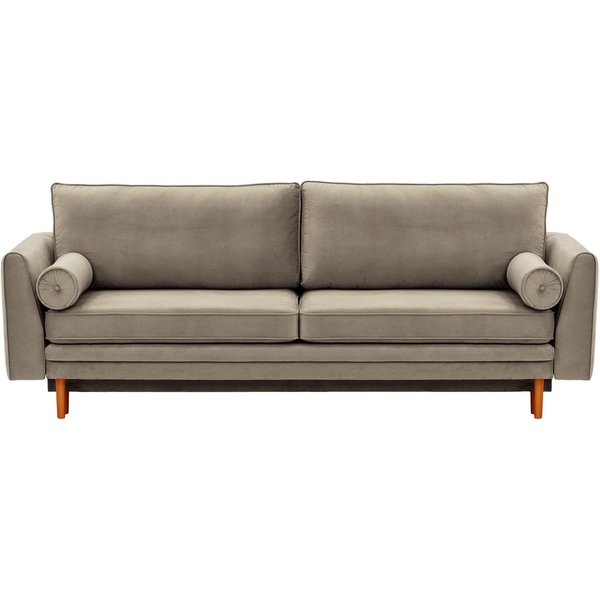 Canapé convertible avec coffre de rangement Cornelia, gris éléphant - Velluto 17, Couleur des pieds: aveo