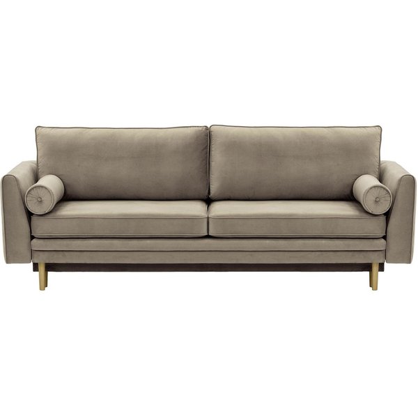 Canapé convertible avec coffre de rangement Cornelia, gris éléphant - Velluto 17, Couleur des pieds: Noir wax