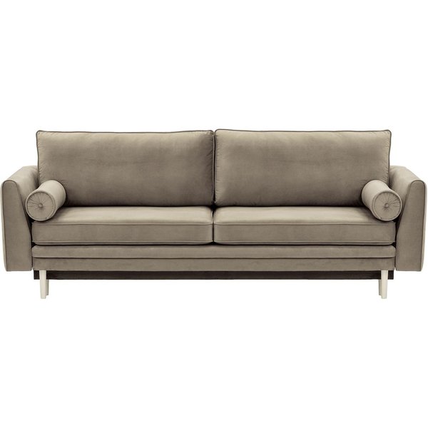 Canapé convertible avec coffre de rangement Cornelia, gris éléphant - Velluto 17, Couleur des pieds: Blanc
