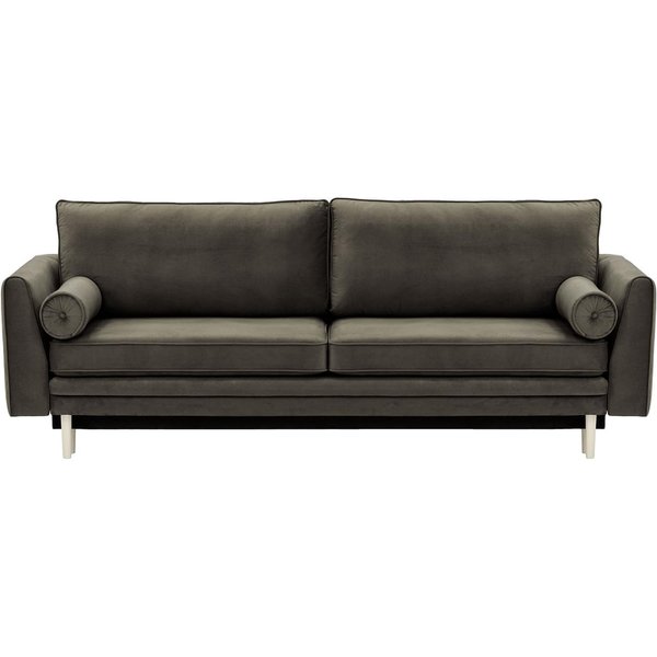 Canapé convertible avec coffre de rangement Cornelia, graphite - Velluto 19, Couleur des pieds: Blanc
