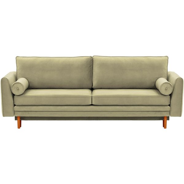 Canapé convertible avec coffre de rangement Cornelia, beige - Velluto 3, Couleur des pieds: aveo