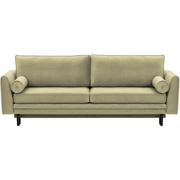 Canapé convertible avec coffre de rangement Cornelia, beige - Velluto 3, Couleur des pieds: Noir