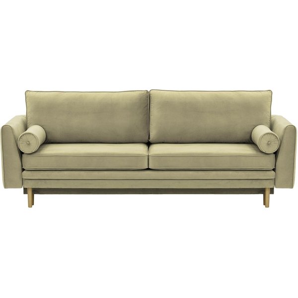 Canapé convertible avec coffre de rangement Cornelia, beige - Velluto 3, Couleur des pieds: Noir wax