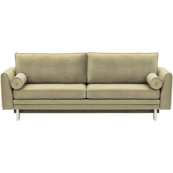 Canapé convertible avec coffre de rangement Cornelia, beige - Velluto 3, Couleur des pieds: Blanc