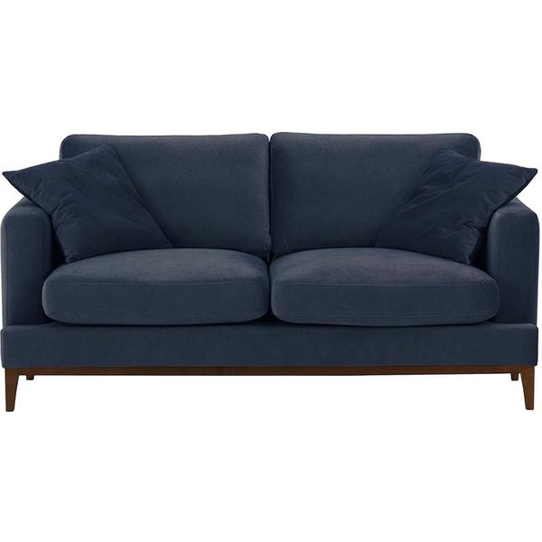 Canapé 2,5 places Covex Wood, bleu - Velluto 11, Couleur des pieds: Chêne foncé