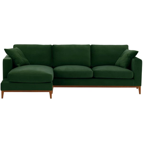 Canapé d’angle gauche Covex Wood, vert foncé - Velluto 10, Couleur des pieds: aveo