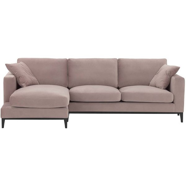 Canapé d’angle gauche Covex Wood, lila/rose - Velluto 14, Couleur des pieds: Noir