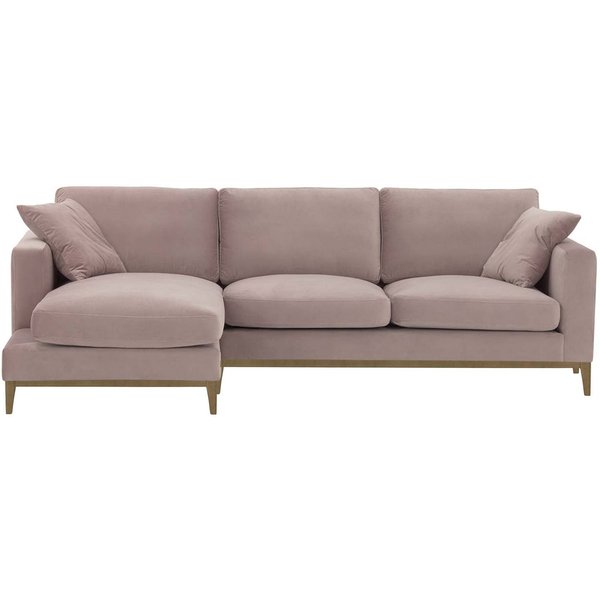 Canapé d’angle gauche Covex Wood, lila/rose - Velluto 14, Couleur des pieds: Noir wax