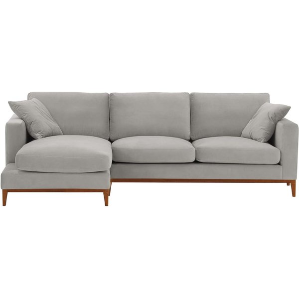Canapé d’angle gauche Covex Wood, gris clair - Velluto 15, Couleur des pieds: aveo