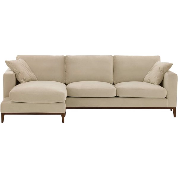 Canapé d’angle gauche Covex Wood, beige clair - Velluto 2, Couleur des pieds: Chêne foncé