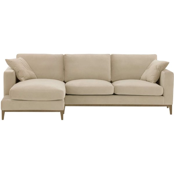 Canapé d’angle gauche Covex Wood, beige clair - Velluto 2, Couleur des pieds: Noir wax