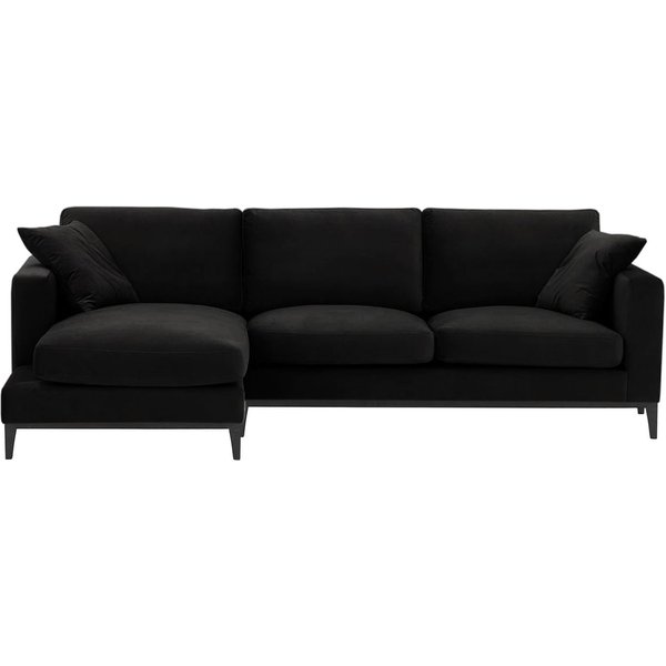Canapé d’angle gauche Covex Wood, noir - Velluto 20, Couleur des pieds: Noir