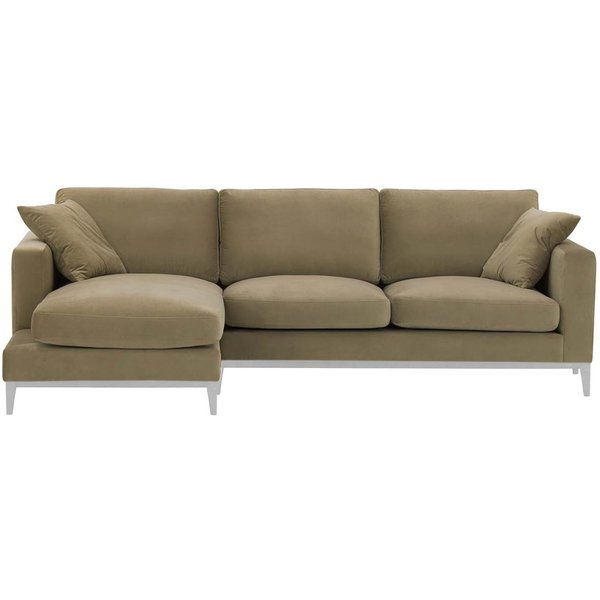 Canapé d’angle gauche Covex Wood, beige - Velluto 3, Couleur des pieds: Blanc