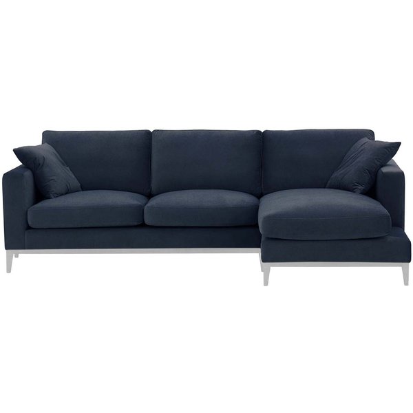 Canapé d’angle droit Covex Wood, bleu - Velluto 11, Couleur des pieds: Blanc