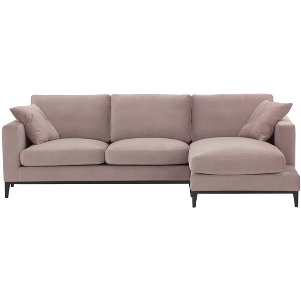 Canapé d’angle droit Covex Wood, lila/rose - Velluto 14, Couleur des pieds: Noir