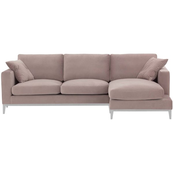 Canapé d’angle droit Covex Wood, lila/rose - Velluto 14, Couleur des pieds: Blanc