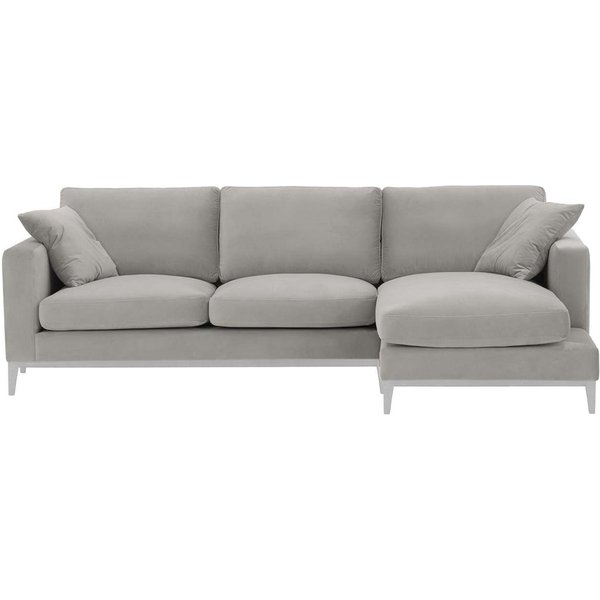 Canapé d’angle droit Covex Wood, gris clair - Velluto 15, Couleur des pieds: Blanc
