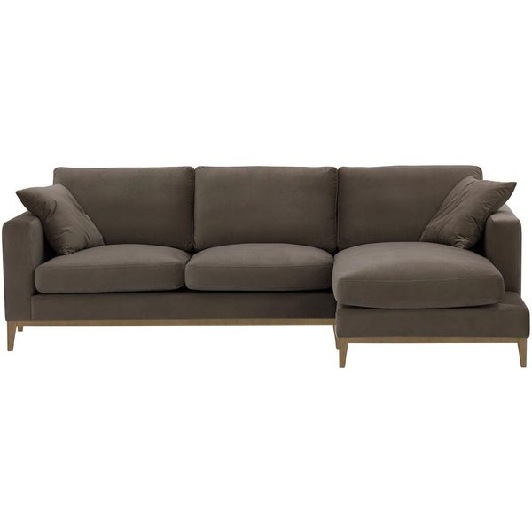 Canapé d’angle droit Covex Wood, gris éléphant - Velluto 17, Couleur des pieds: Noir wax