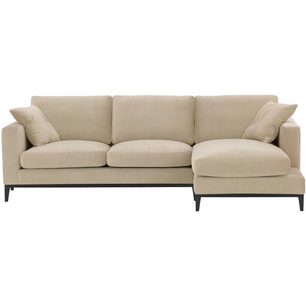 Canapé d’angle droit Covex Wood, beige clair - Velluto 2, Couleur des pieds: Noir