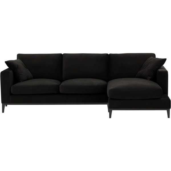 Canapé d’angle droit Covex Wood, noir - Velluto 20, Couleur des pieds: Noir