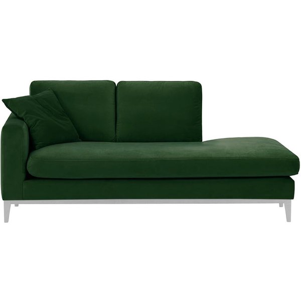 Chaise longue/divan gauche Covex Wood, vert foncé - Velluto 10, Couleur des pieds: Blanc