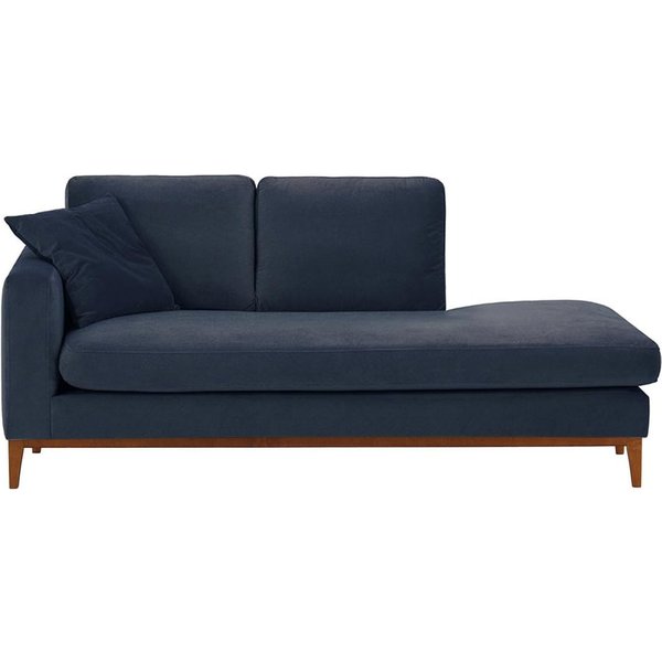 Chaise longue/divan gauche Covex Wood, bleu - Velluto 11, Couleur des pieds: aveo