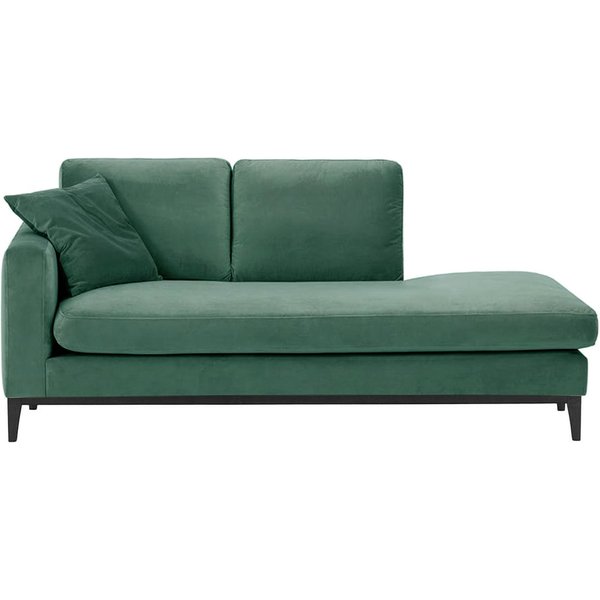 Chaise longue/divan gauche Covex Wood, bleu - Velluto 12, Couleur des pieds: Noir