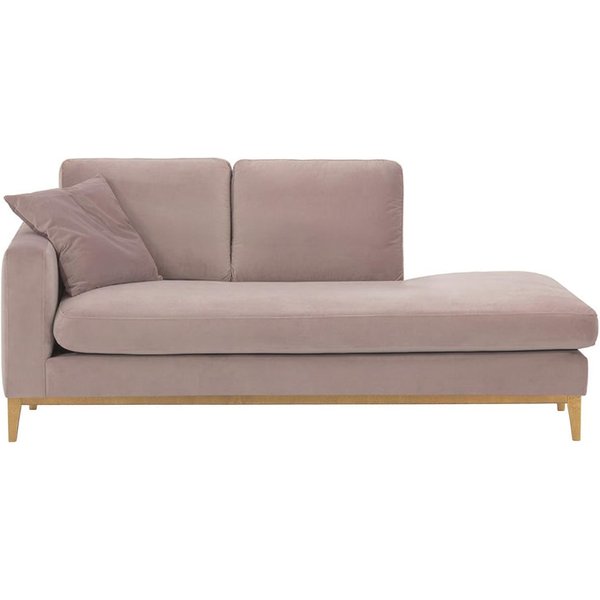 Chaise longue/divan gauche Covex Wood, lila/rose - Velluto 14, Couleur des pieds: Chêne clair