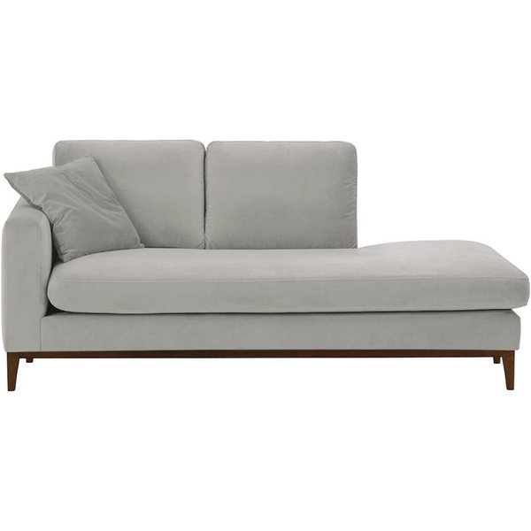 Chaise longue/divan gauche Covex Wood, gris clair - Velluto 15, Couleur des pieds: Chêne foncé