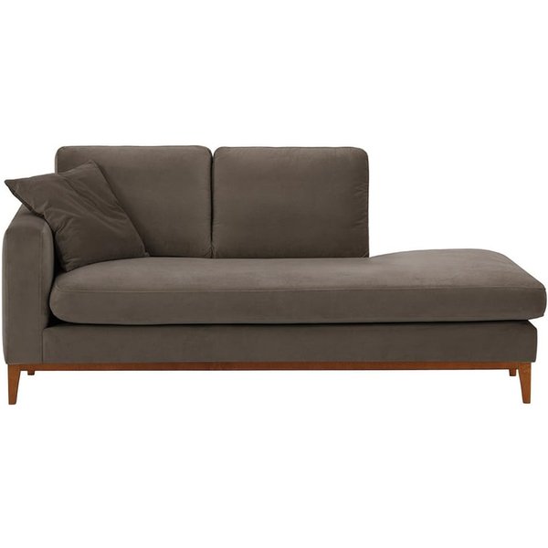 Chaise longue/divan gauche Covex Wood, gris éléphant - Velluto 17, Couleur des pieds: aveo