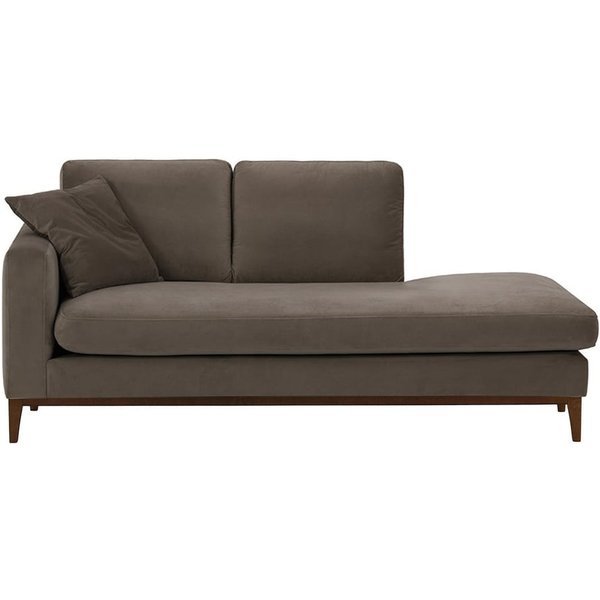 Chaise longue/divan gauche Covex Wood, gris éléphant - Velluto 17, Couleur des pieds: Chêne foncé