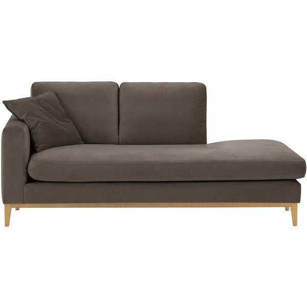 Chaise longue/divan gauche Covex Wood, gris éléphant - Velluto 17, Couleur des pieds: Chêne clair