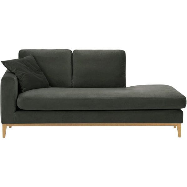 Chaise longue/divan gauche Covex Wood, graphite - Velluto 19, Couleur des pieds: Chêne clair