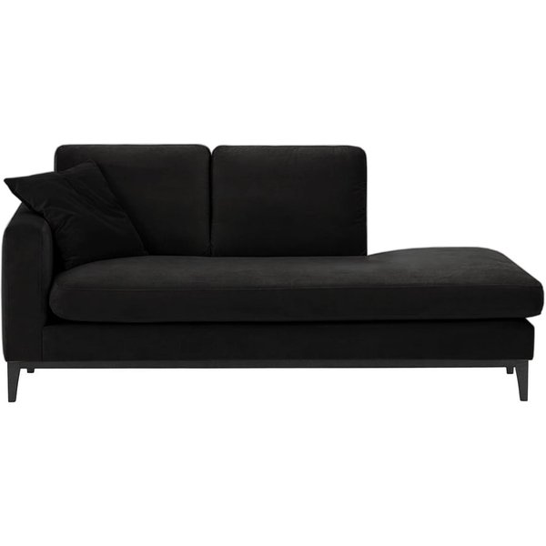 Chaise longue/divan gauche Covex Wood, noir - Velluto 20, Couleur des pieds: Noir