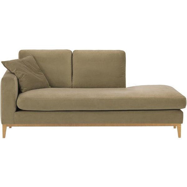 Chaise longue/divan gauche Covex Wood, beige - Velluto 3, Couleur des pieds: Chêne clair