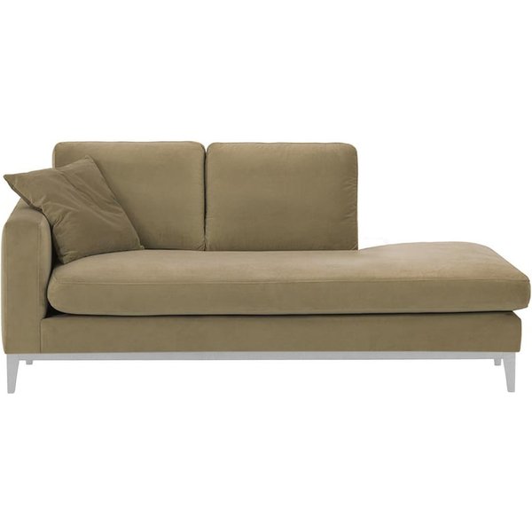 Chaise longue/divan gauche Covex Wood, beige - Velluto 3, Couleur des pieds: Blanc
