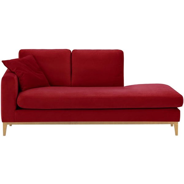 Chaise longue/divan gauche Covex Wood, Velluto 33 - orange rouillé, Couleur des pieds: Blanc