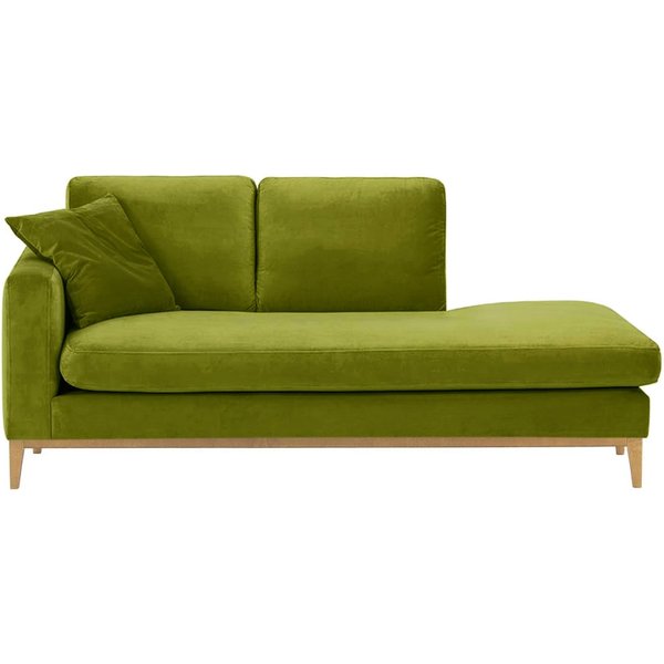 Chaise longue/divan gauche Covex Wood, olive - Velluto 9, Couleur des pieds: Chêne clair