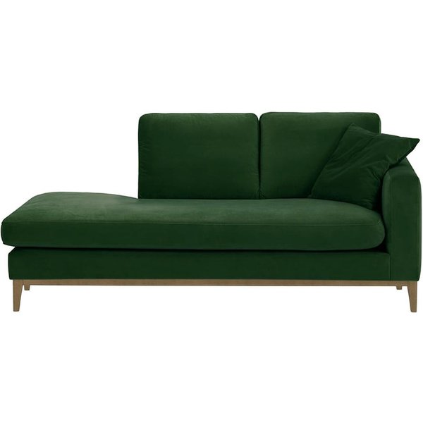 Chaise longue/divan droit Covex Wood, vert foncé - Velluto 10, Couleur des pieds: Noir wax