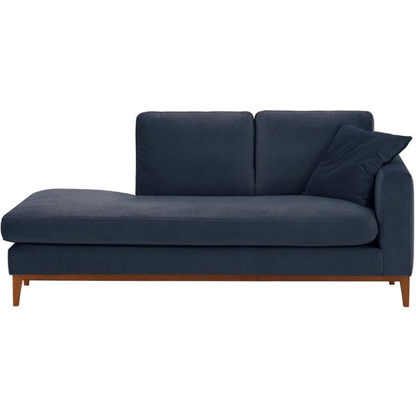 Chaise longue/divan droit Covex Wood, bleu - Velluto 11, Couleur des pieds: aveo