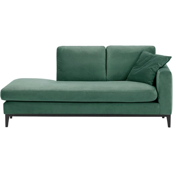 Chaise longue/divan droit Covex Wood, bleu - Velluto 12, Couleur des pieds: Noir
