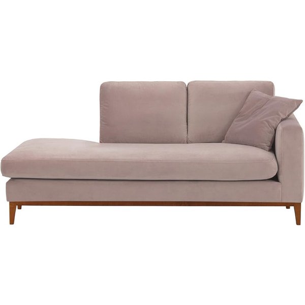 Chaise longue/divan droit Covex Wood, lila/rose - Velluto 14, Couleur des pieds: aveo