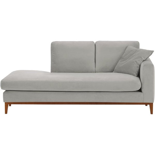 Chaise longue/divan droit Covex Wood, gris clair - Velluto 15, Couleur des pieds: aveo