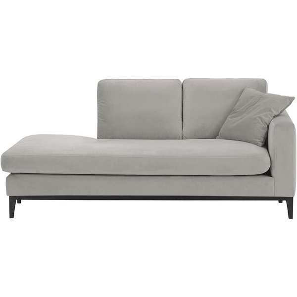 Chaise longue/divan droit Covex Wood, gris clair - Velluto 15, Couleur des pieds: Noir