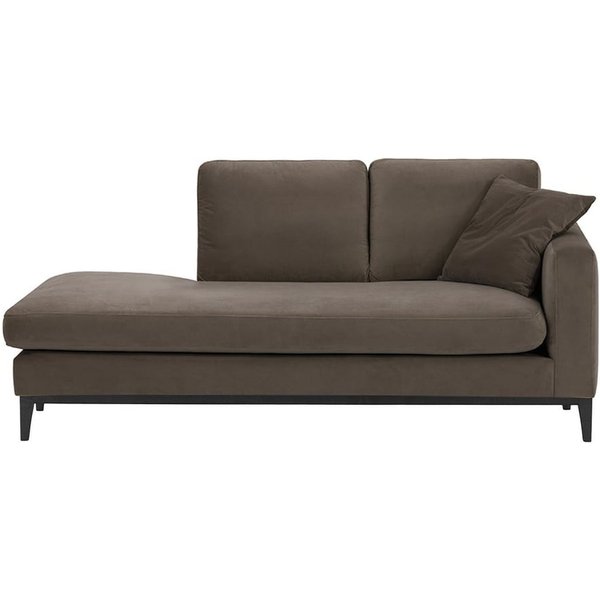Chaise longue/divan droit Covex Wood, gris éléphant - Velluto 17, Couleur des pieds: Noir
