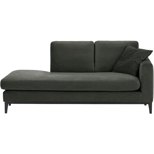 Chaise longue/divan droit Covex Wood, graphite - Velluto 19, Couleur des pieds: Noir