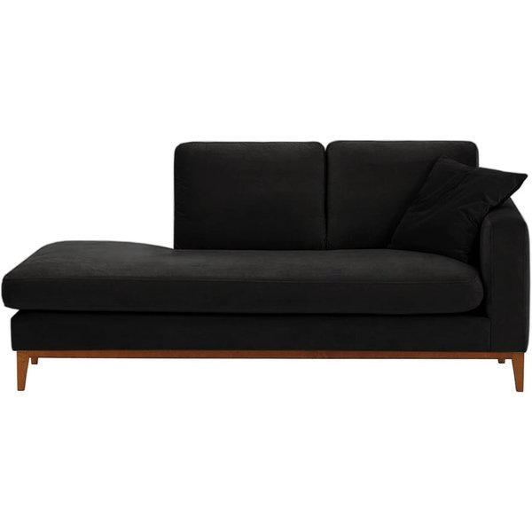 Chaise longue/divan droit Covex Wood, noir - Velluto 20, Couleur des pieds: aveo